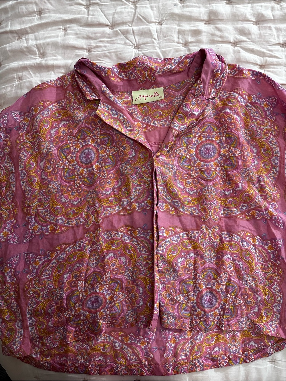 Papinelle Pink Paisley Button-Up Shirt and short set